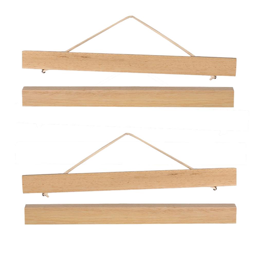 2 Pairs Magnet Wooden Picture Frame DIY Photo Poster Painting Hanger 21cm