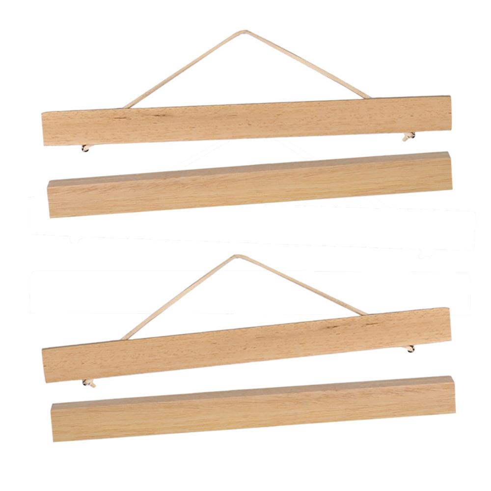 2 Pairs Magnet Wooden Picture Frame DIY Photo Poster Painting Hanger 21cm