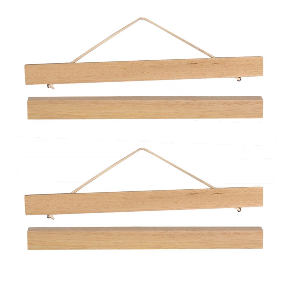 2 Pairs Magnet Wooden Picture Frame DIY Photo Poster Painting Hanger 21cm