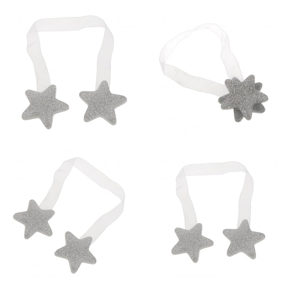 4Pieces Curtain Buckle Magnetic Tie Back Holder Star Curtain Broach Silver