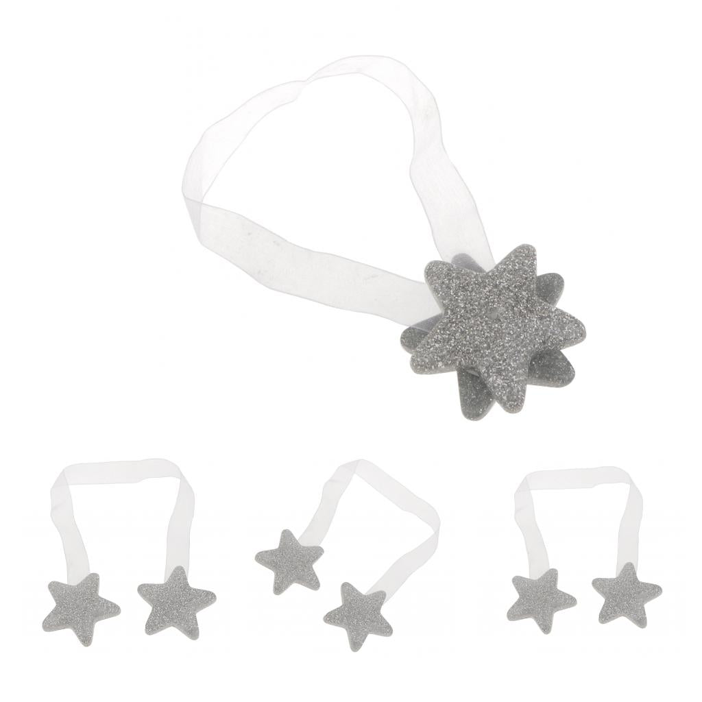 4Pieces Curtain Buckle Magnetic Tie Back Holder Star Curtain Broach Silver