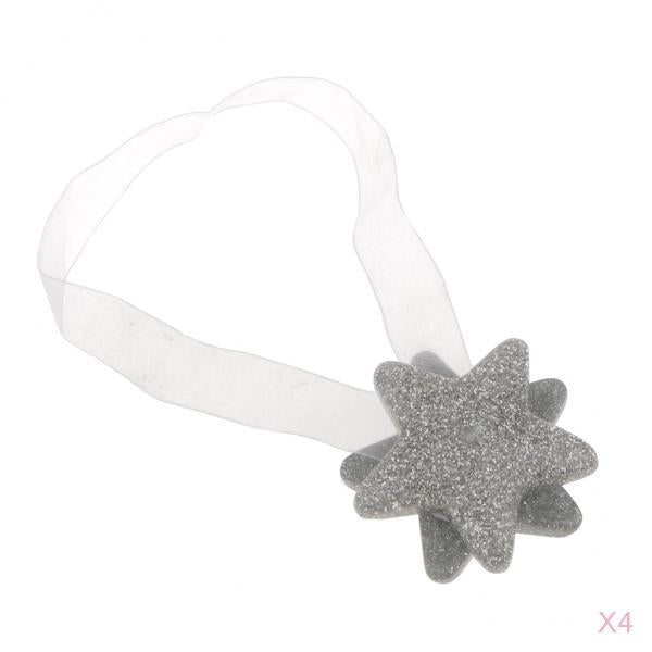 4Pieces Curtain Buckle Magnetic Tie Back Holder Star Curtain Broach Silver
