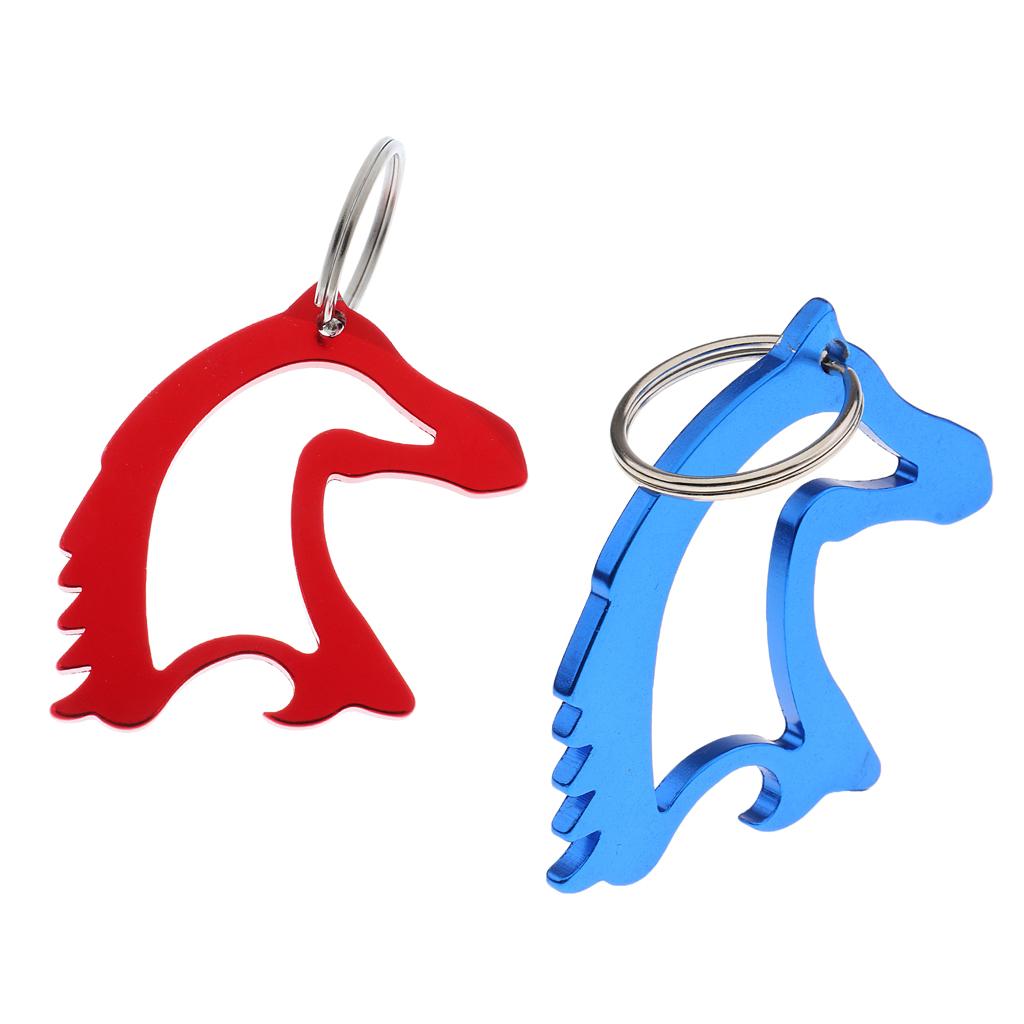 2 Pcs Alloy Horse Head Simple Bottle Opener Key Ring Keychain Bag Pendent