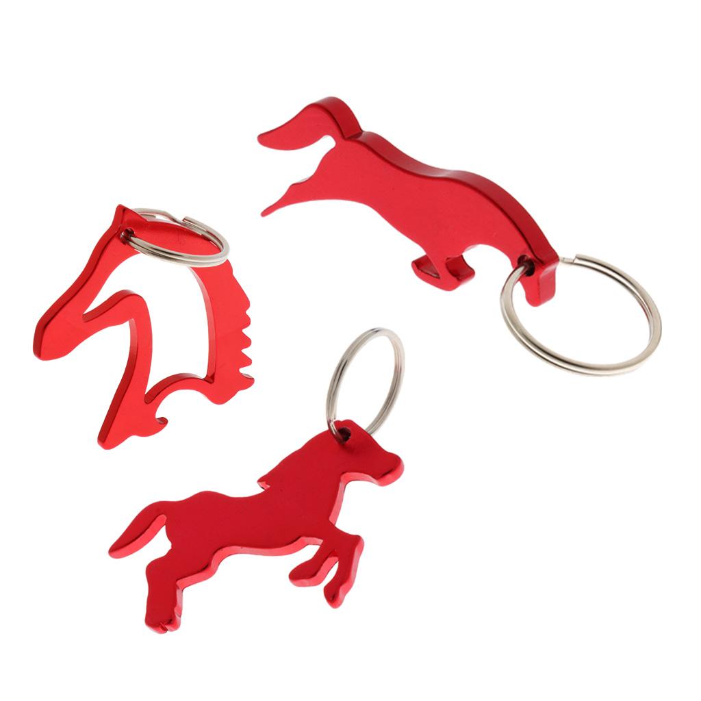 3 Style Alloy Horse Simple Bottle Opener Key Ring Keychain Bag Pendent Red