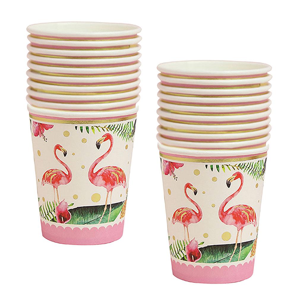 20pcs Tropical Flamingo Paper Disposable Cups Birthday Party Tableware Decor
