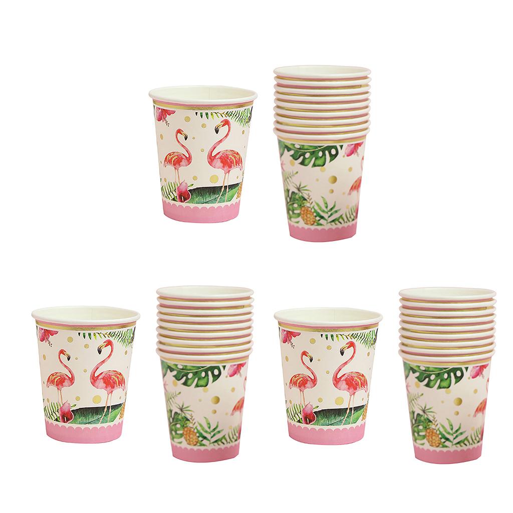 30pcs Tropical Flamingo Paper Disposable Cups Birthday Party Tableware Decor
