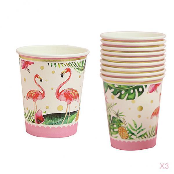 30pcs Tropical Flamingo Paper Disposable Cups Birthday Party Tableware Decor