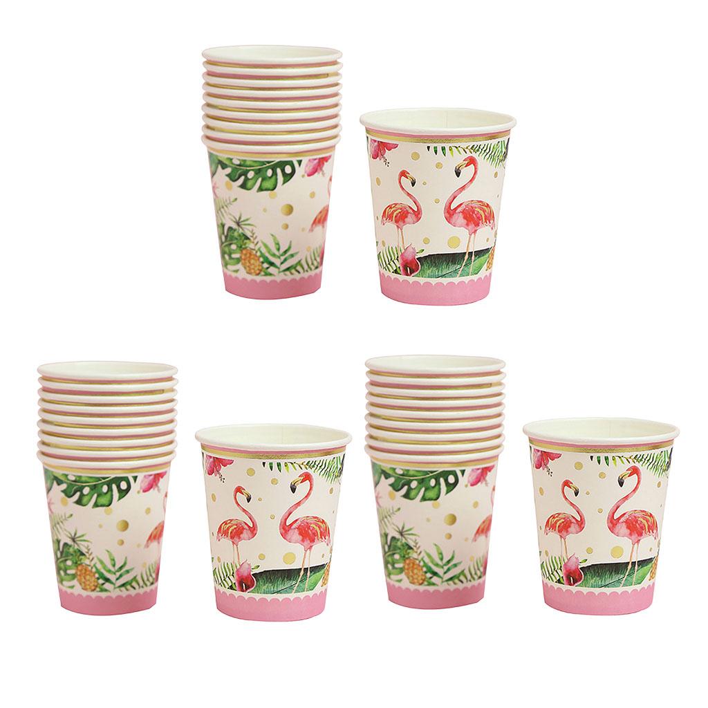 30pcs Tropical Flamingo Paper Disposable Cups Birthday Party Tableware Decor