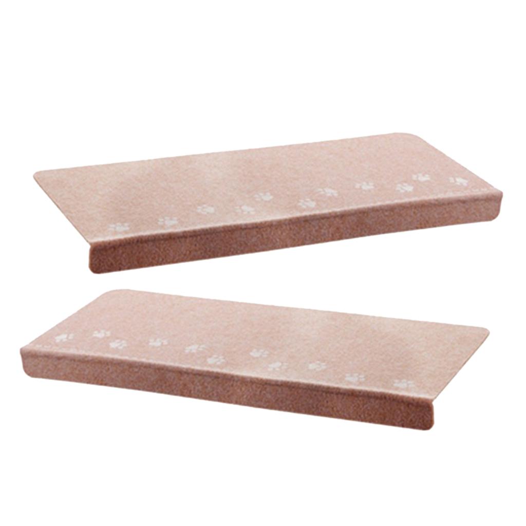 2Pcs Indoor Night Luminous Stair Tread Mats Non Slip Carpet Floor Rug Beige
