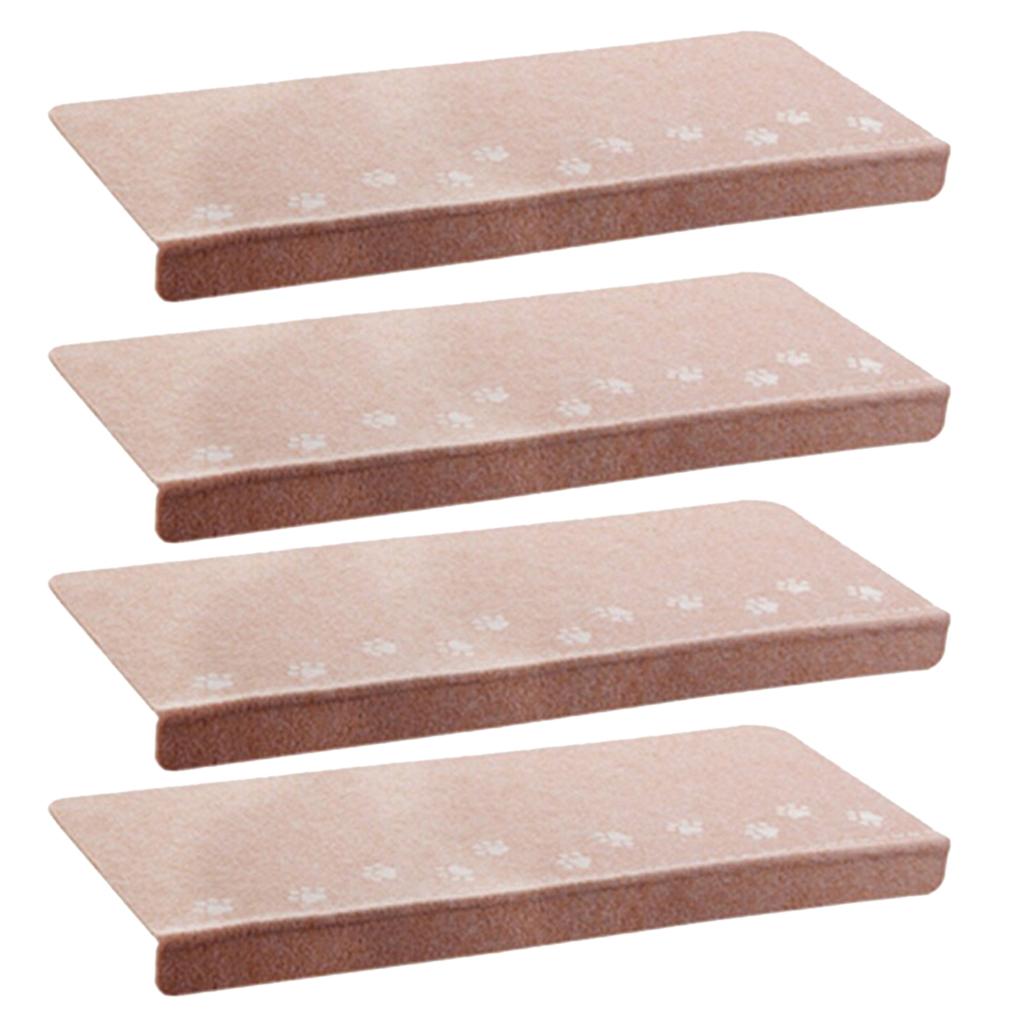 4Pcs Indoor Night Luminous Stair Tread Mats Non Slip Carpet Floor Rug Beige