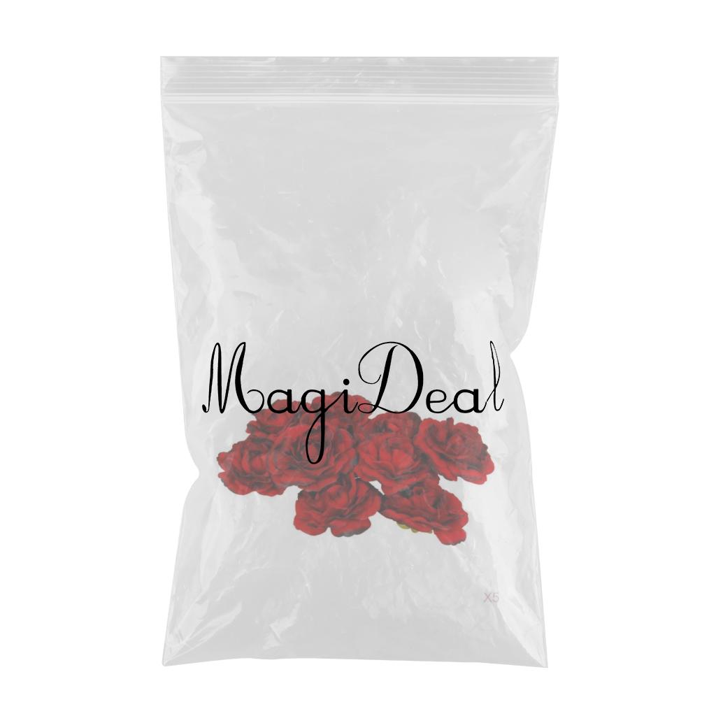 50x Artificial Camellia Flower Heads Silk Rose Home Wedding Decor Wine Red