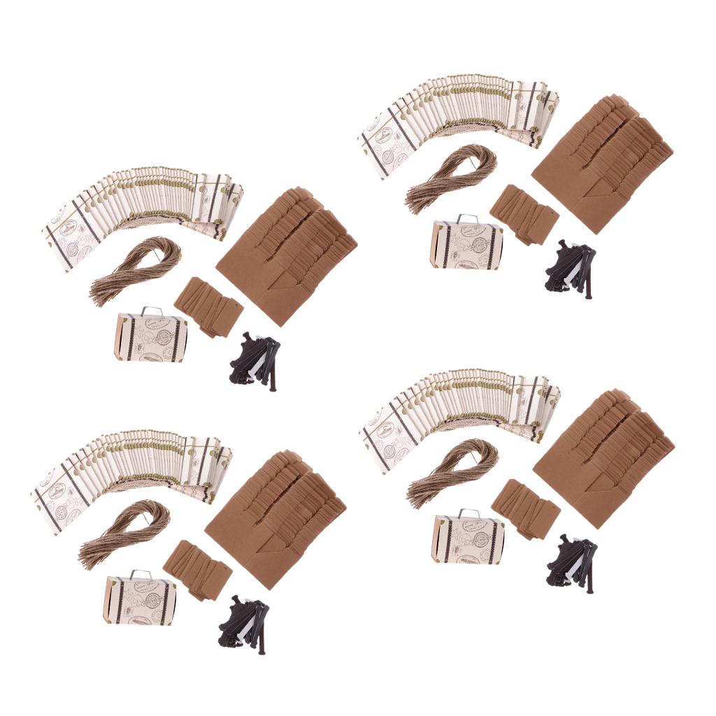 200 Pieces Kraft Paper Bon Voyage Suitcase Candy Boxes Wedding Party Favor
