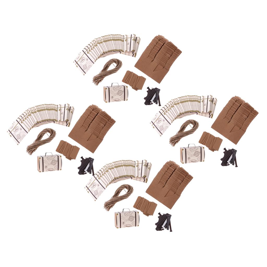 200 Pieces Kraft Paper Bon Voyage Suitcase Candy Boxes Wedding Party Favor