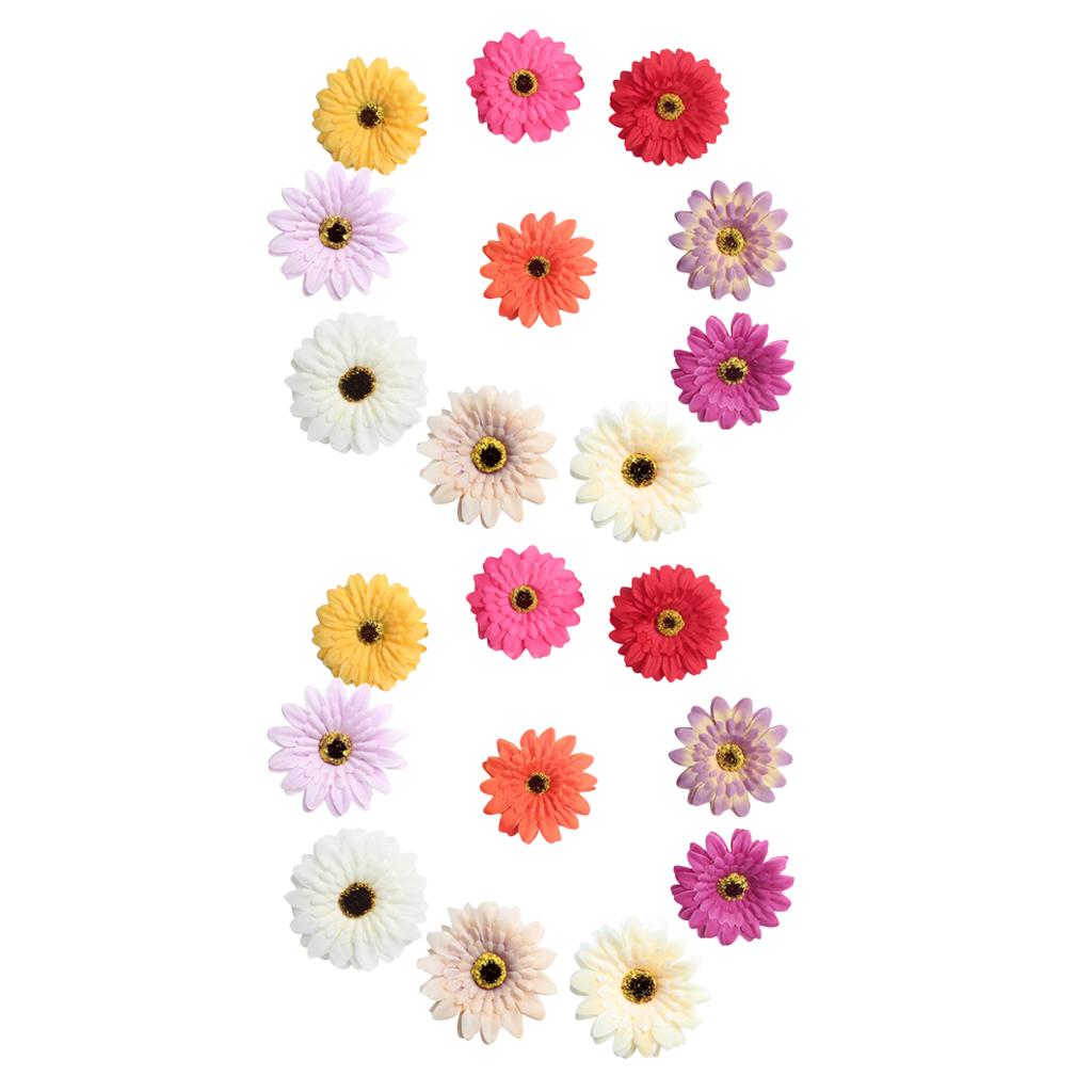 20 Pieces Artificial Gerbera Daisy Flowers Heads for DIY Craft Mixed