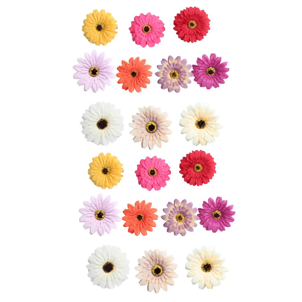 20 Pieces Artificial Gerbera Daisy Flowers Heads for DIY Craft Mixed