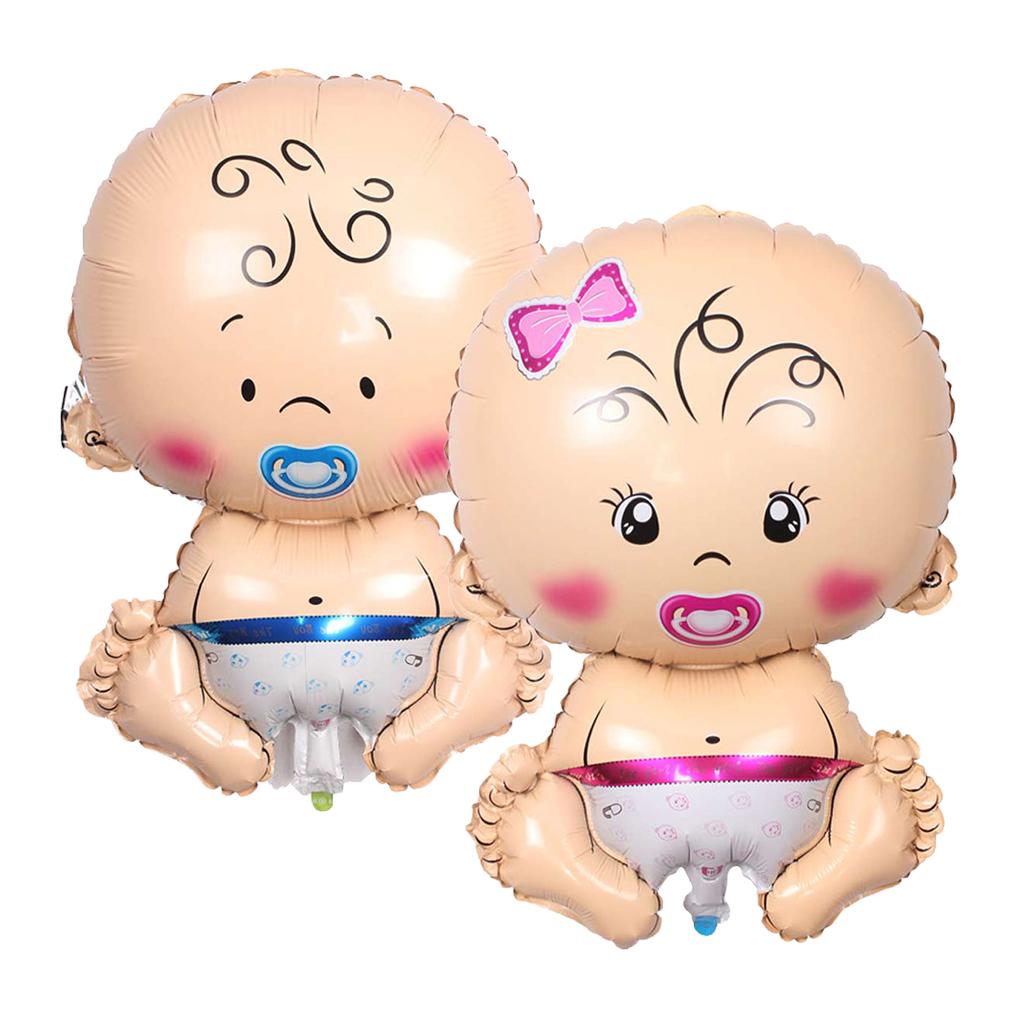 2 Pieces Baby Pacifier Doll Foil Balloon Baby Shower Decor Pink and Blue