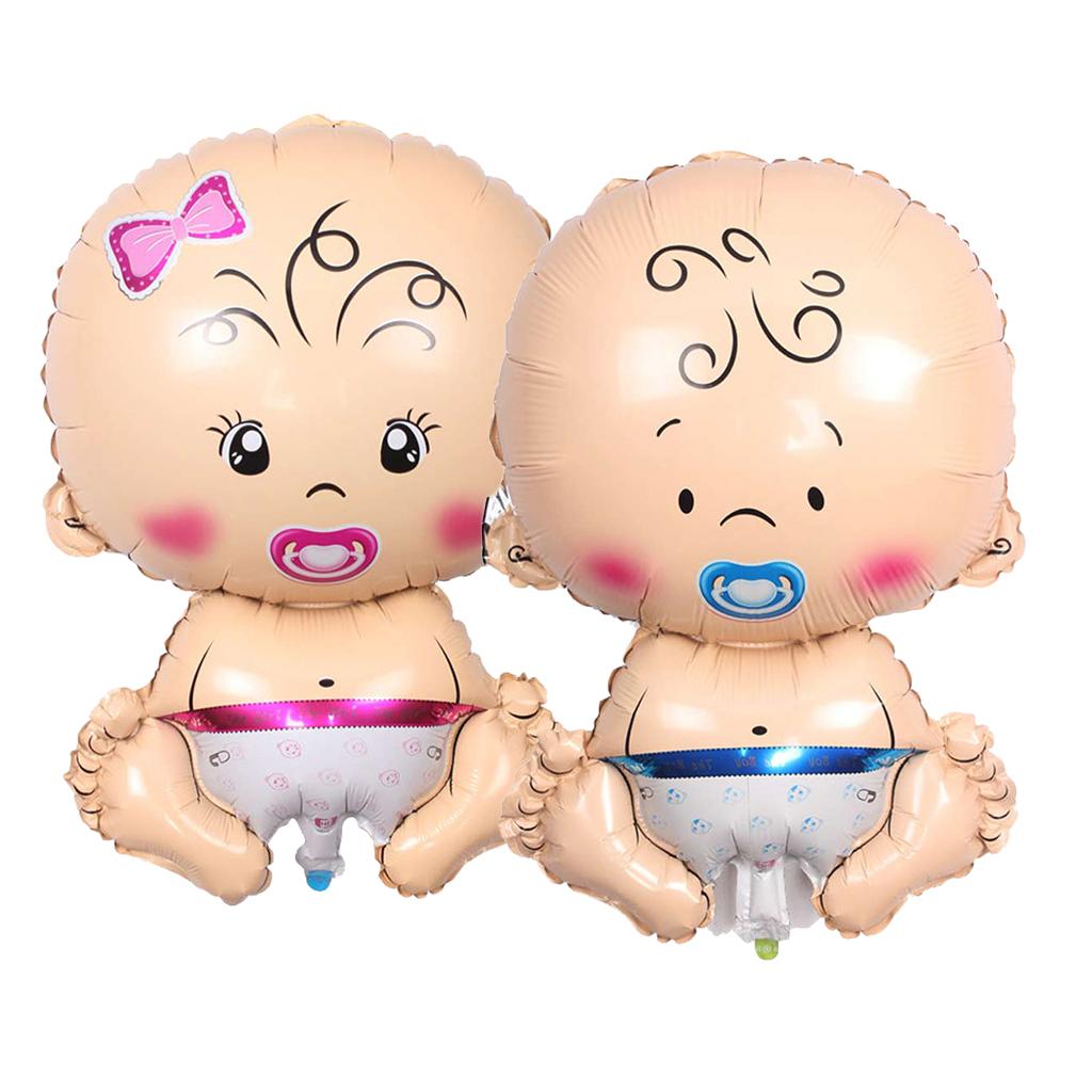 2 Pieces Baby Pacifier Doll Foil Balloon Baby Shower Decor Pink and Blue