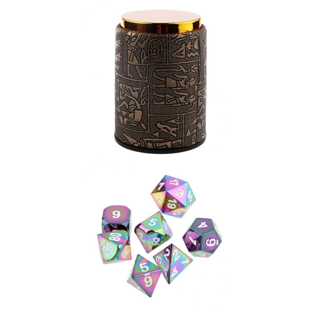 7X Metal Polyhedral Dice for Dungeons and Dragons Table Games+Dice Cup #5