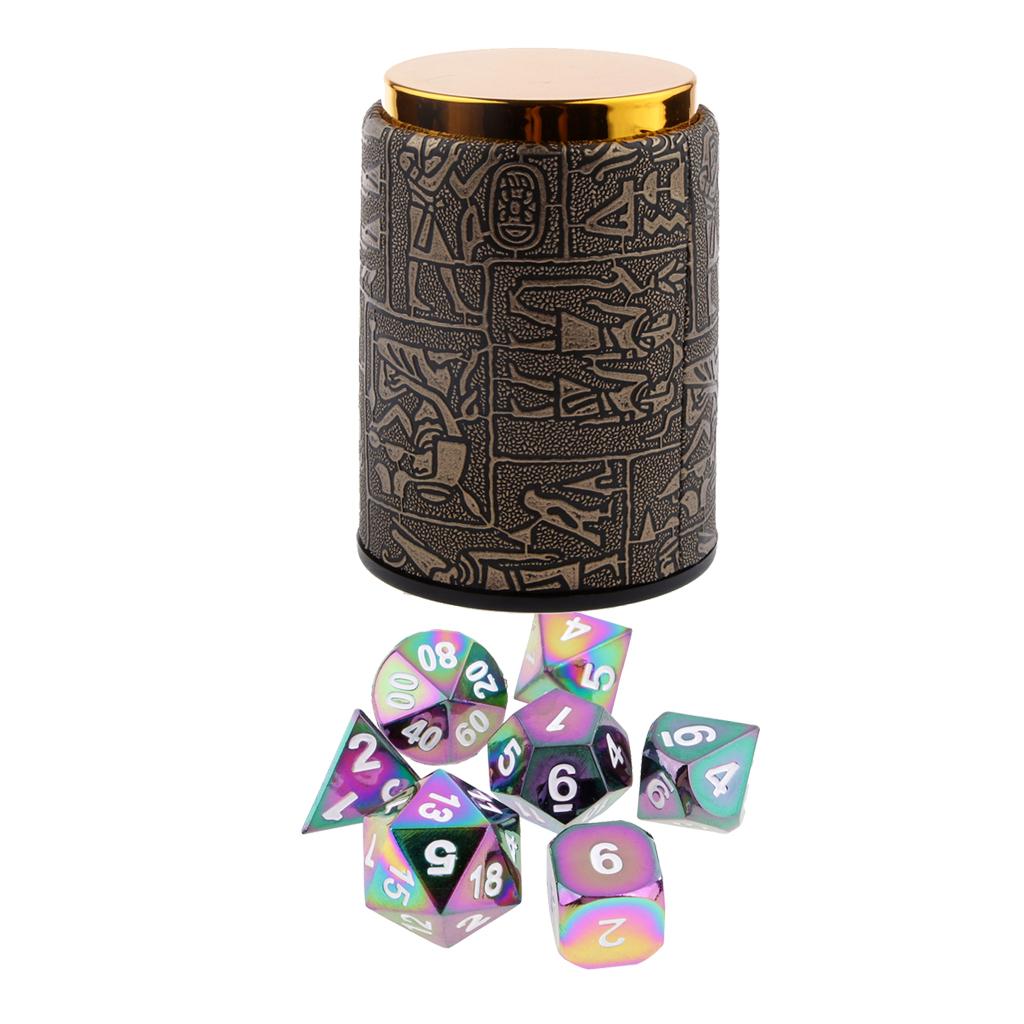 7X Metal Polyhedral Dice for Dungeons and Dragons Table Games+Dice Cup #5