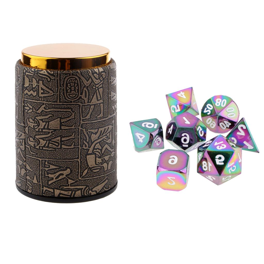 7X Metal Polyhedral Dice for Dungeons and Dragons Table Games+Dice Cup #5
