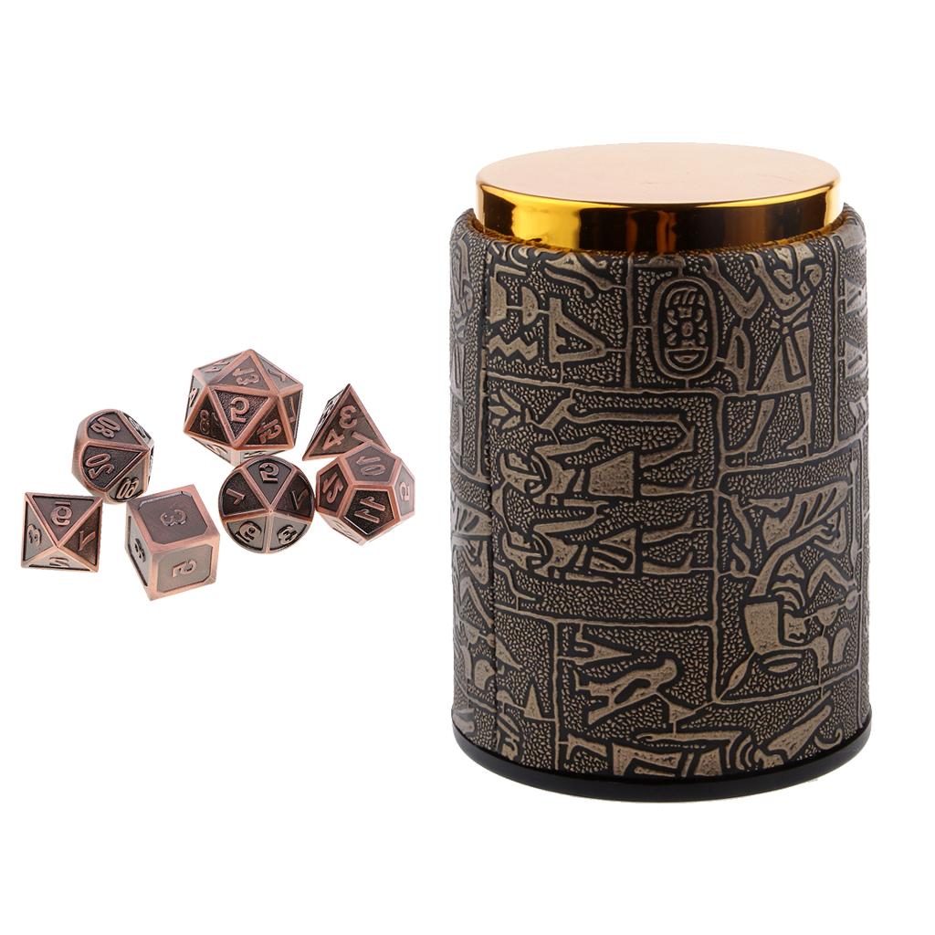 7X Metal Polyhedral Dice for Dungeons and Dragons Table Games+Dice Cup #4