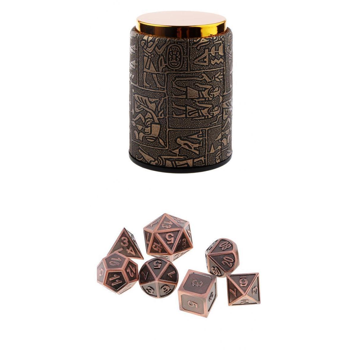7X Metal Polyhedral Dice for Dungeons and Dragons Table Games+Dice Cup #4
