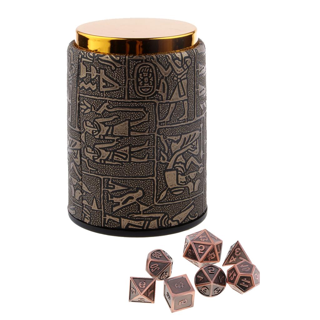 7X Metal Polyhedral Dice for Dungeons and Dragons Table Games+Dice Cup #4