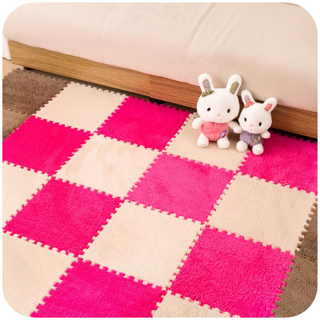 20Pcs EVA Interlocking Puzzle Exercise Mat Baby Crawl Mat, Beige Rose Red