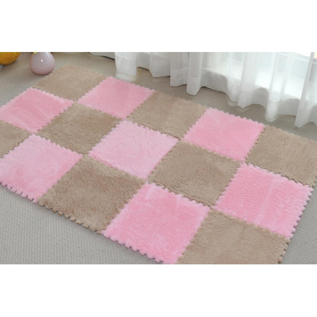 20Pcs EVA Foam Interlocking Puzzle Exercise Mat Baby Crawl Mat, Pink Beige