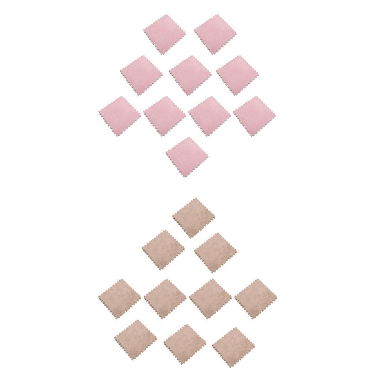 20Pcs EVA Foam Interlocking Puzzle Exercise Mat Baby Crawl Mat, Pink Beige