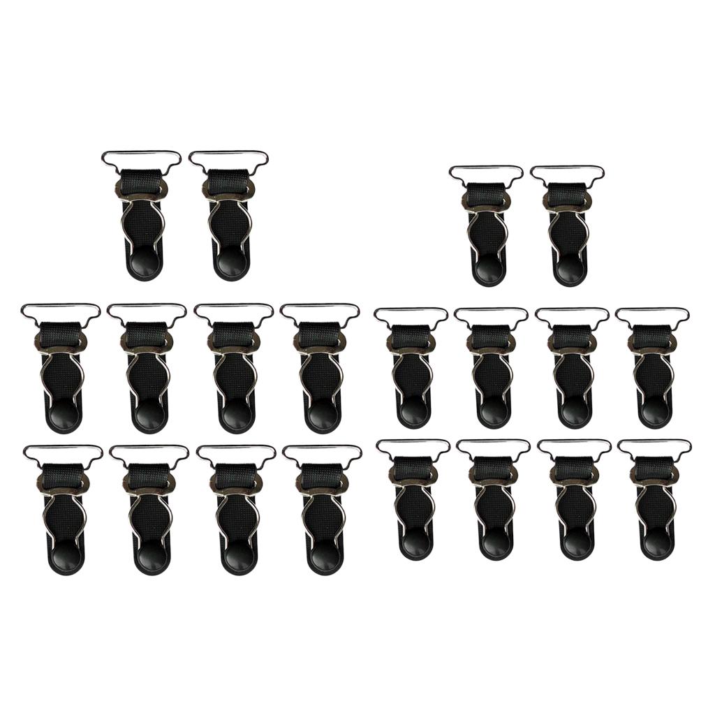20/set Black Women Garter Belt Straps Grips Stocking Suspenders Clip 20/26mm