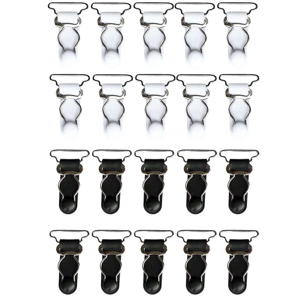 20 White Black Women Garter Belt Straps Grips Stockings Suspenders Clip 26mm