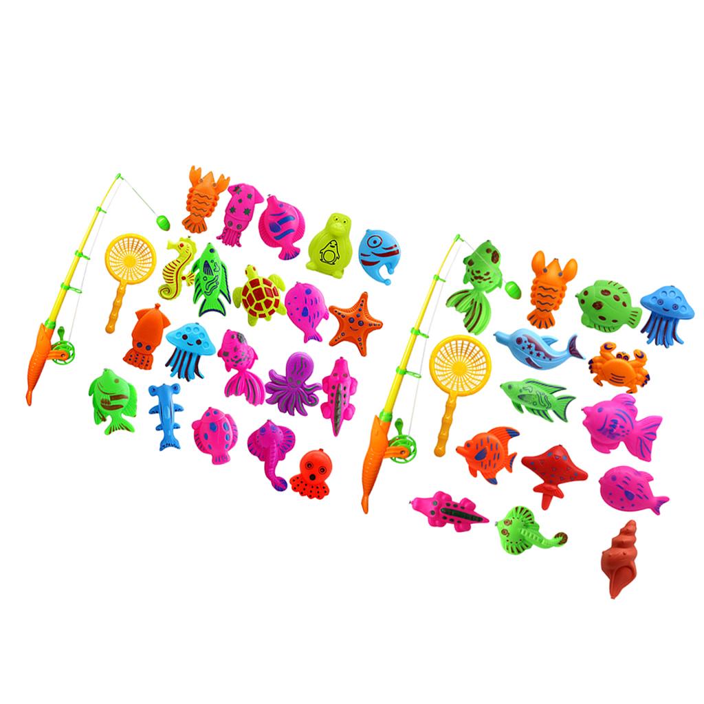 2 set Fish Model Set Baby Magnetic Fishing Bath Toy Kid Pretend Play