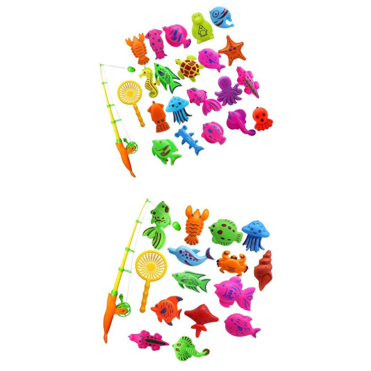 2 set Fish Model Set Baby Magnetic Fishing Bath Toy Kid Pretend Play
