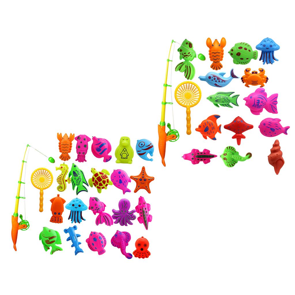 2 set Fish Model Set Baby Magnetic Fishing Bath Toy Kid Pretend Play