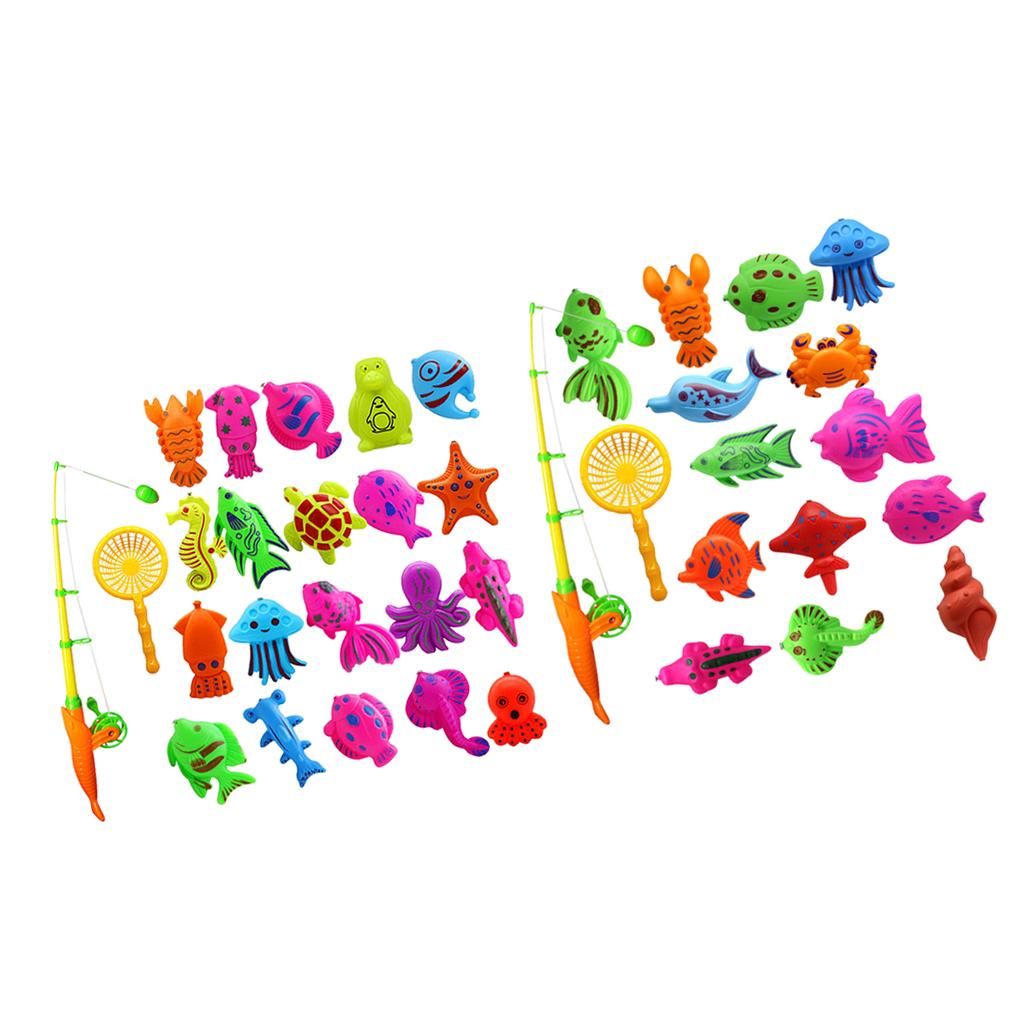 2 set Fish Model Set Baby Magnetic Fishing Bath Toy Kid Pretend Play