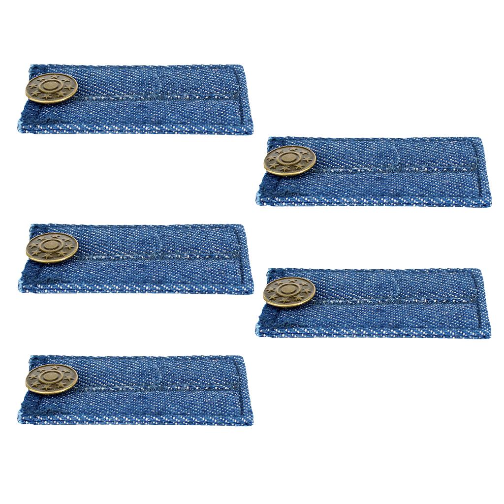 5 Blue Denim Jeans Pants Skirt Waist Extender Button Waist Expander