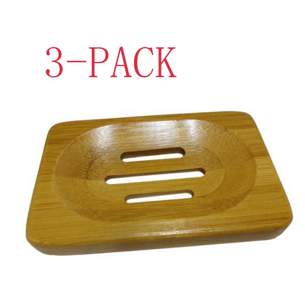 3Pcs Wooden Soap Case Holder Sink Deck Bathtub Shower Dish Hand Craft 12x8cm
