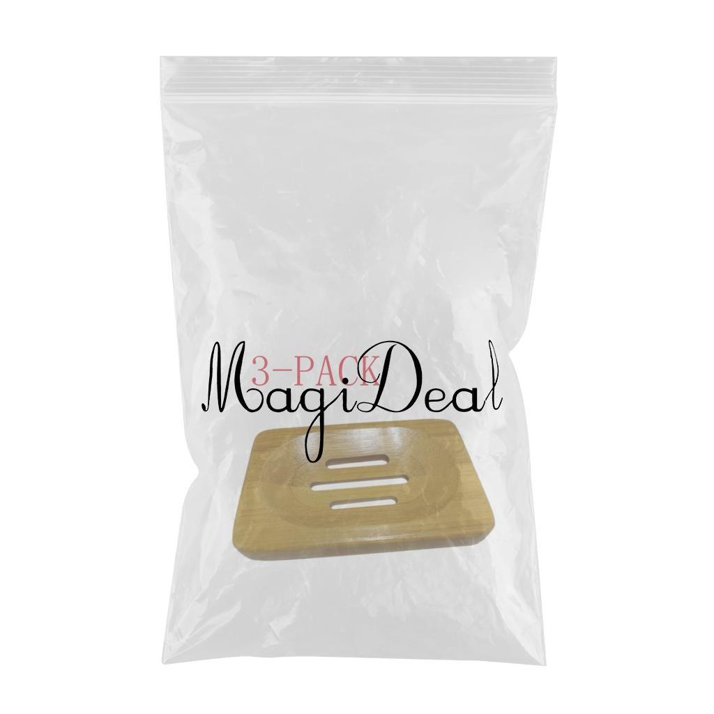 3Pcs Wooden Soap Case Holder Sink Deck Bathtub Shower Dish Hand Craft 12x8cm