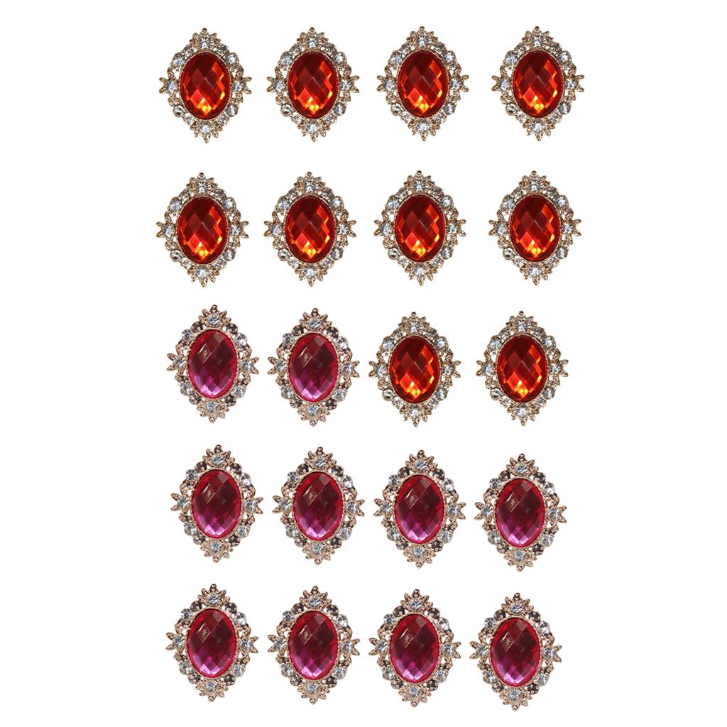 20 Pieces Mixed Rhinestone Crystal Embellishment Buttons Flatback Buttons