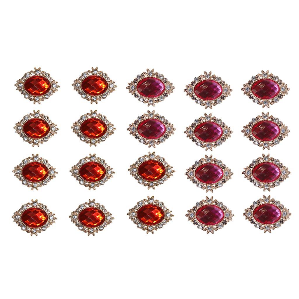 20 Pieces Mixed Rhinestone Crystal Embellishment Buttons Flatback Buttons
