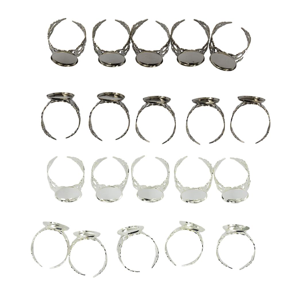 20 Piece Brass Blank Bezel Filigree Flower Ring DIY Making Craft Jewelry