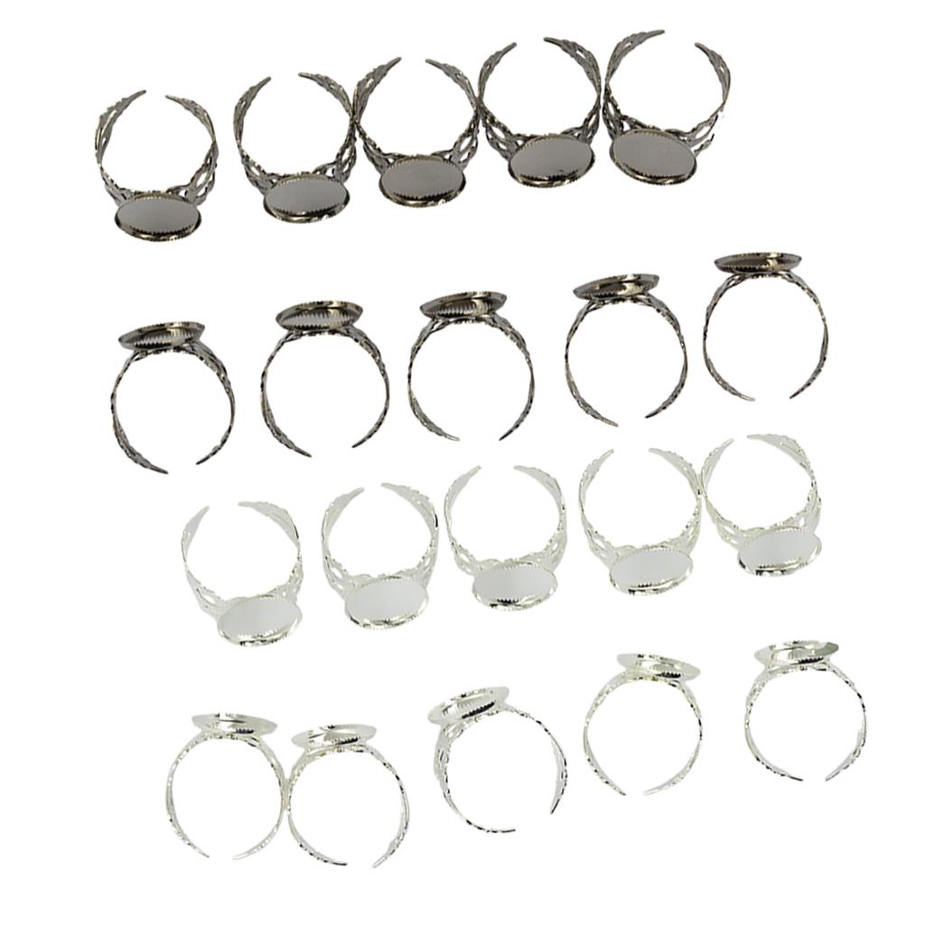 20 Piece Brass Blank Bezel Filigree Flower Ring DIY Making Craft Jewelry