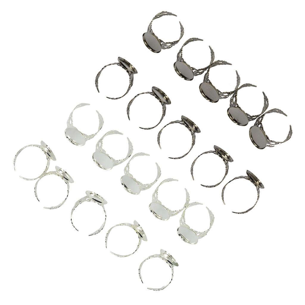 20 Piece Brass Blank Bezel Filigree Flower Ring DIY Making Craft Jewelry