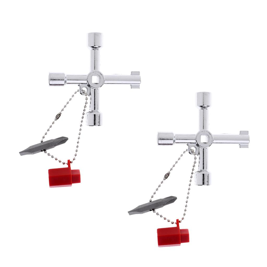2x 5-in-1 Zinc Cross Switch Key Wrench Square Triangle Screwdriver Hand Tool