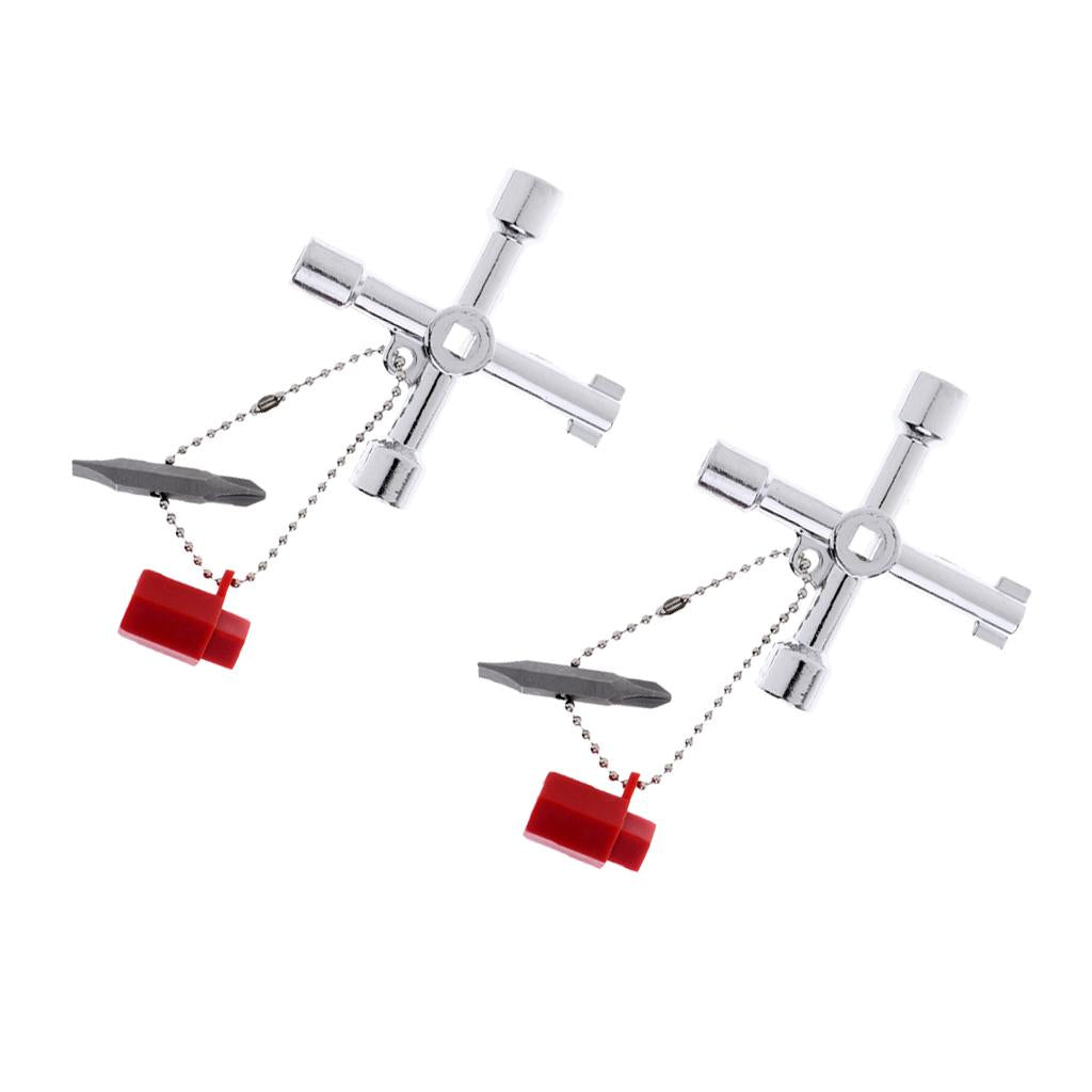 2x 5-in-1 Zinc Cross Switch Key Wrench Square Triangle Screwdriver Hand Tool