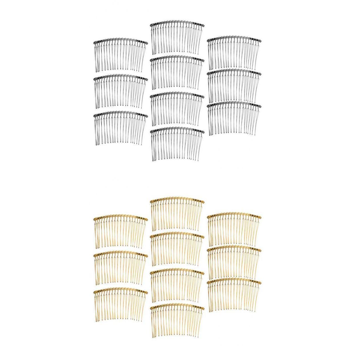 20 Pieces Teeth Metal Wire Hair Comb Wedding for Jewelry Making Silver+Gold
