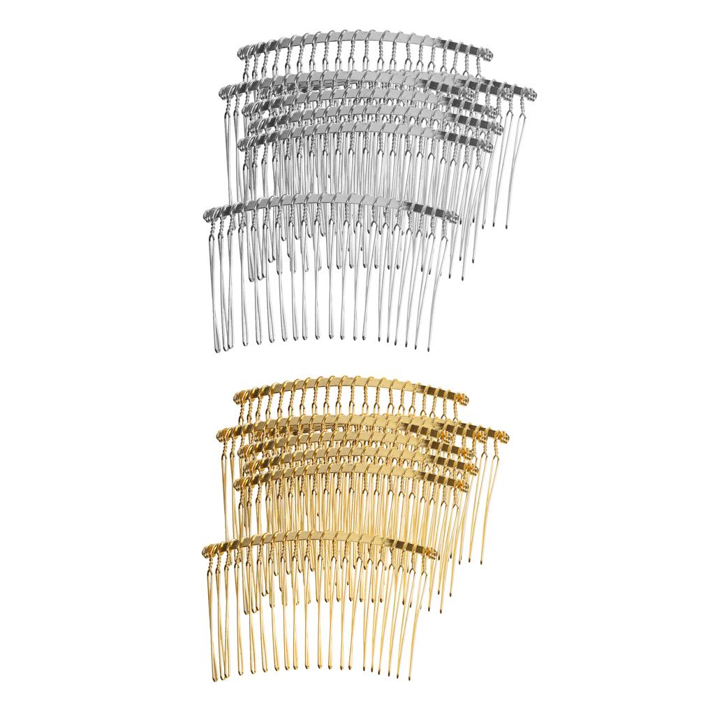 20 Pieces Teeth Metal Wire Hair Comb Wedding for Jewelry Making Silver+Gold