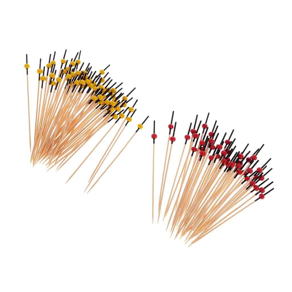 200 Pieces Beads Cocktail Sticks Sandwich Fruit Toothpick Picks Yellow+Red