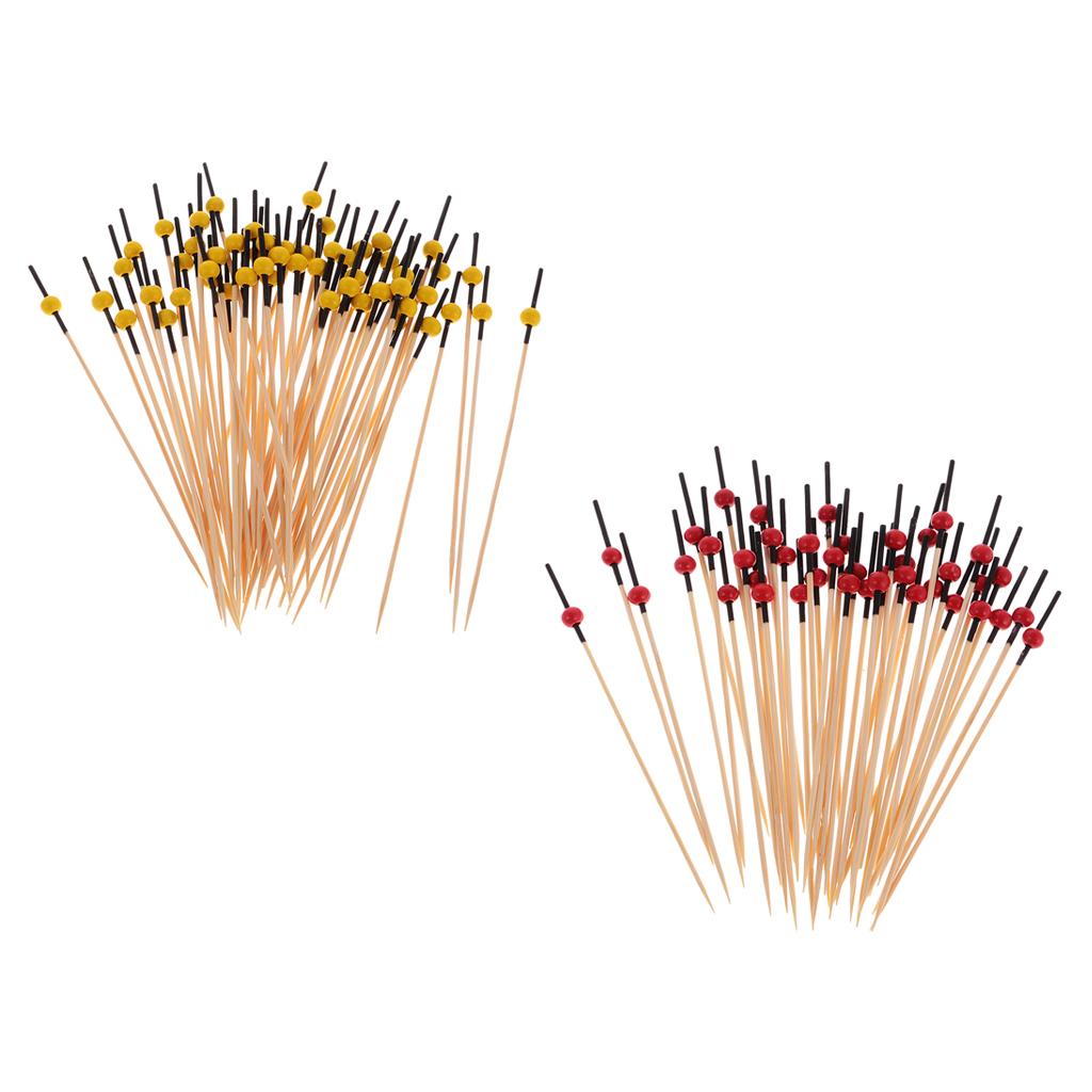 200 Pieces Beads Cocktail Sticks Sandwich Fruit Toothpick Picks Yellow+Red